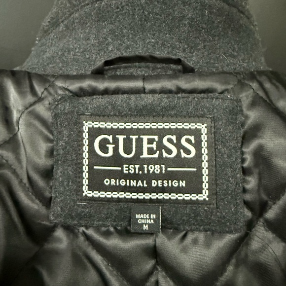 GUESS Dark Grey Military Wool-Blend Men's Coat - Picture 5 of 5